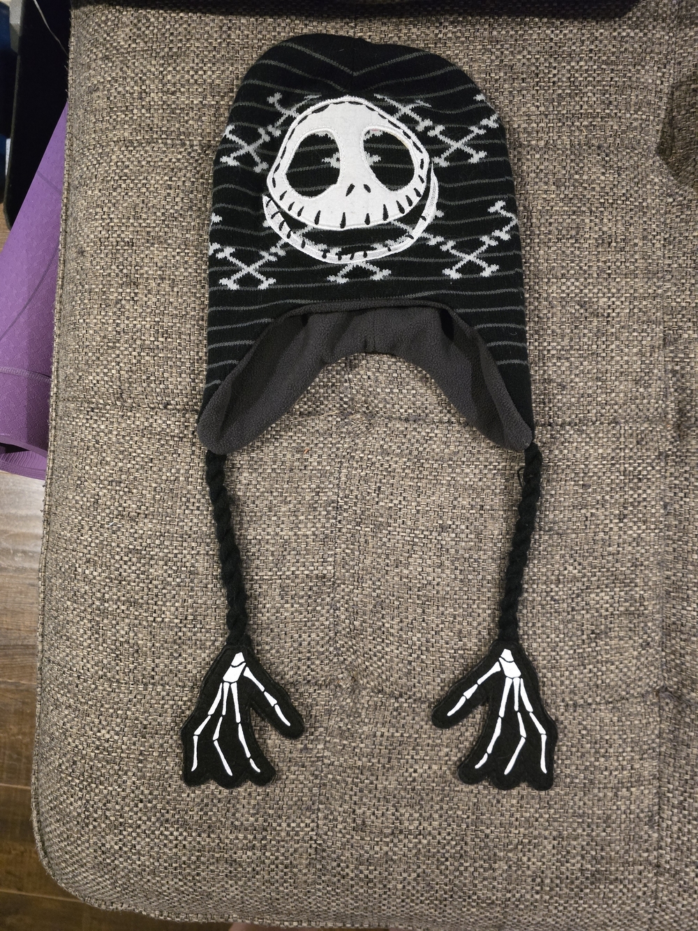 Disney Jack Skellington Black & White Knit Earflap Hat